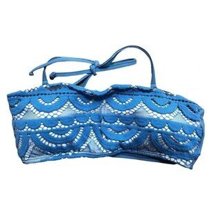 NWT Pilyq Sky Blue Lace Bandeau D Cup Strapless Bikini Swim Top #96312